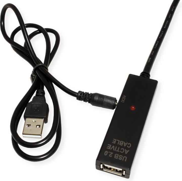 Produktbild Value USB 2.0 Verlängerung, aktiv, mit Repeater, A-C, schwarz, 15,0 m (15 m, USB 2.0)