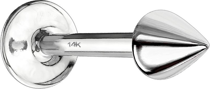 Immagine prodotto Star Piercing Labret in oro bianco 14k con cono (Oro 14k, senza ottone)