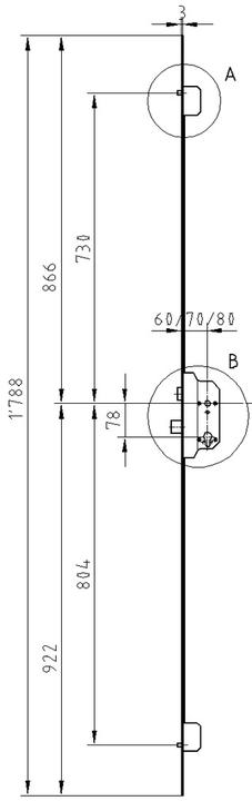 Actual product image Glutz Insertion latches TREPLANE 1836 (Mortise lock)
