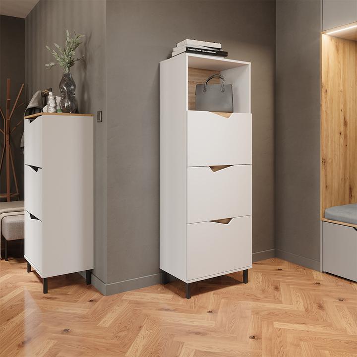 Produktbild Vicco Schuhkipper Marelle, Weiss/Artisan, 60 x 129.5 cm mit 3 Fächern (60 x 38 x 129.50 cm)