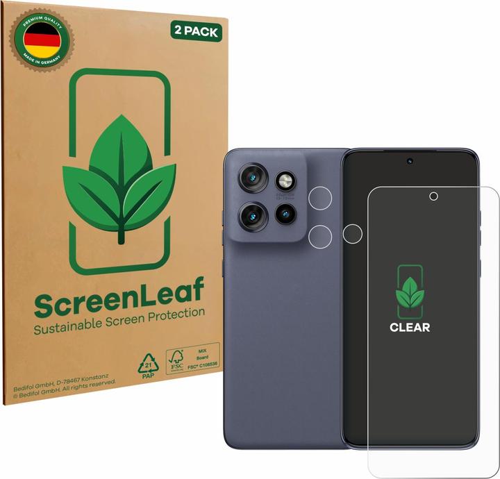 ScreenLeaf Schutzfolie für Motorola Edge 60 Neo (Display+Kamera) nachhaltiger Displayschutz Display Schutz (2 Stk., Motorola Edge 60 Neo)