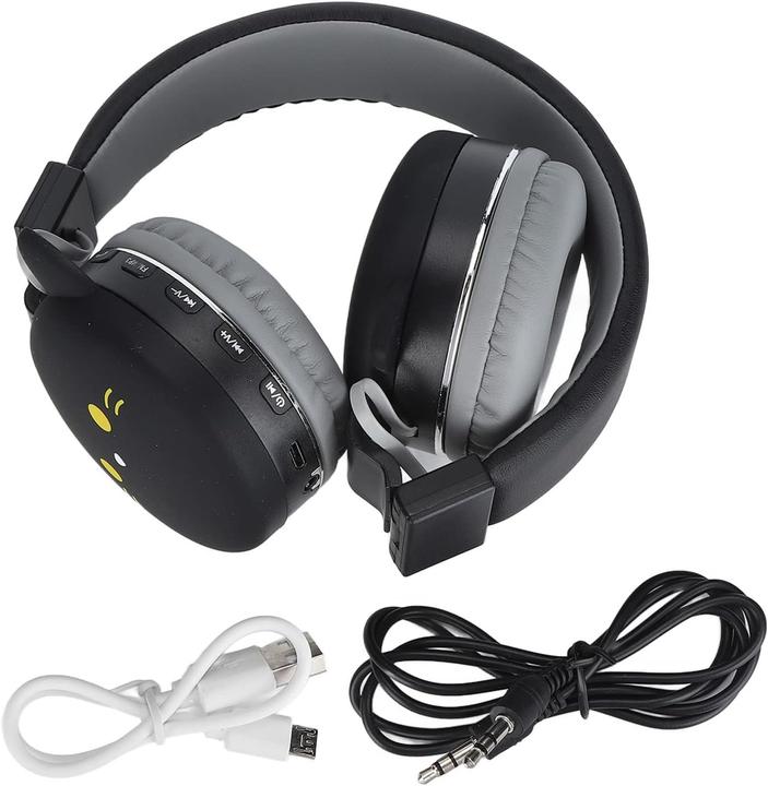 Produktbild Yunseity Kinder-Kopfhörer kleine schwarze Katze mit Mikrofon, Faltbar, Bluetooth