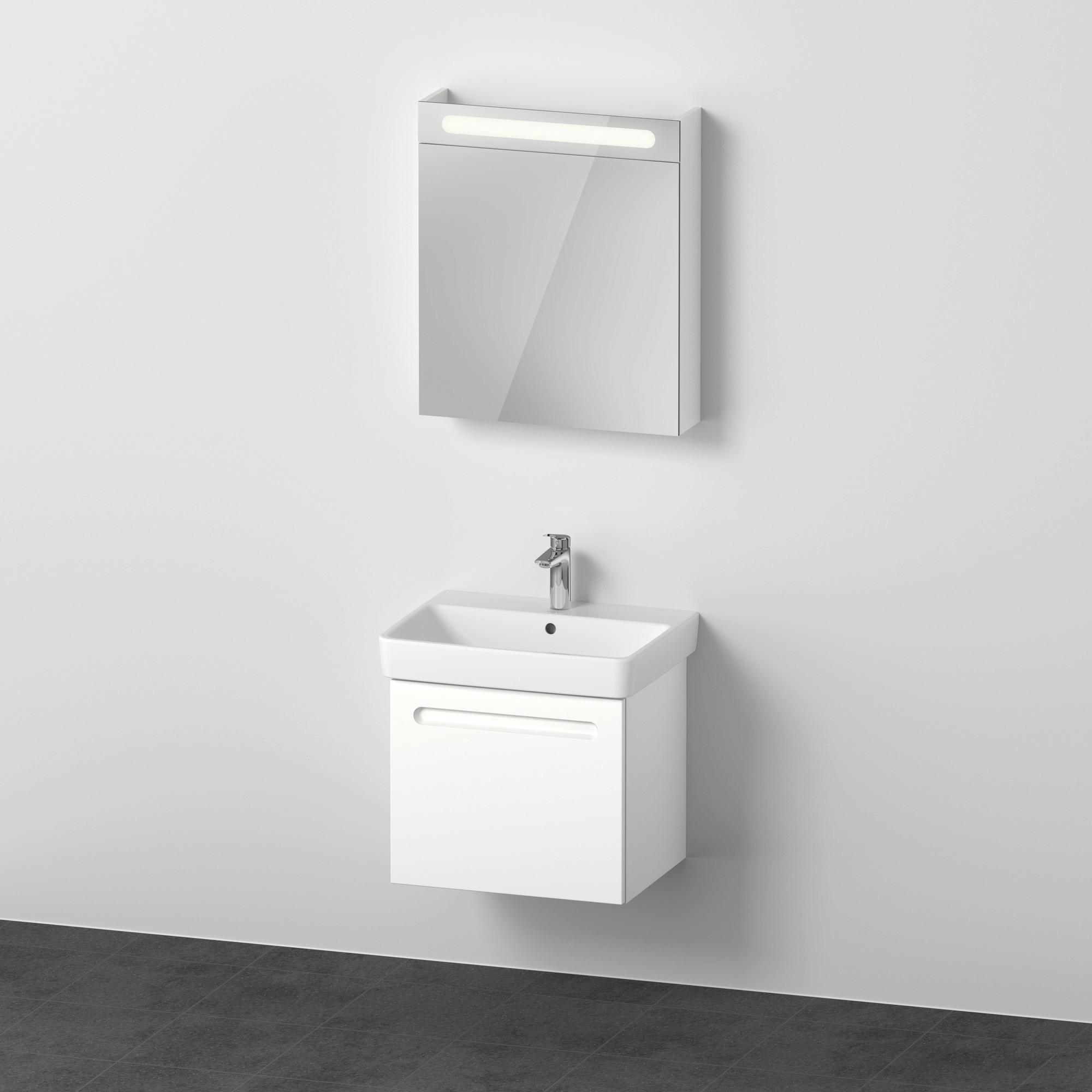 Duravit, Badmöbelset, No.1 Möbelset 600, inkl. Waschtisch, Waschtischunterbau, Spiegelschrank mit Anschlag links