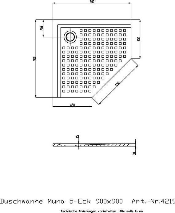 Image du produit Hoesch Receveur de douche pentagonal MUNA ultrafl. avec AR 900x900x30mm blanc