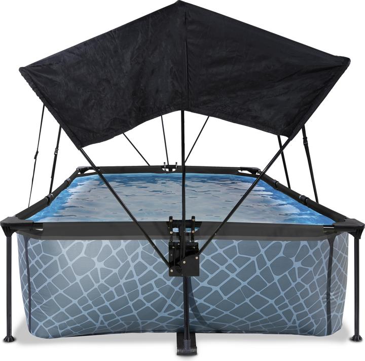 Produktbild Exit Rahmen-Pool eckig 220x150x60 cm mit Sonnenschutz und Filterpumpe (220 x 150 x 65 cm)