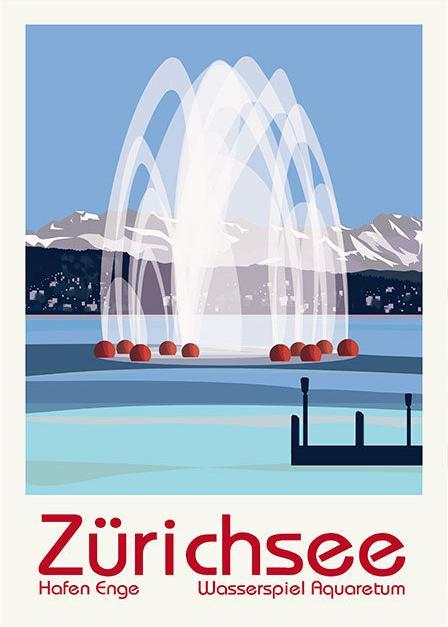 S.wert Design Postkarte Zürichsee