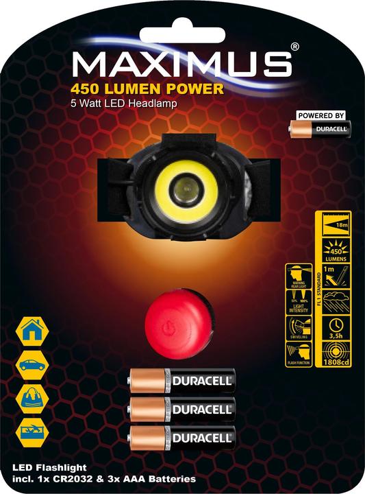 Duracell MAXIMUS LED Headlamp M-HDL-004-DU 5W+3W 450lm 3xAAA Powered by (450 lm)