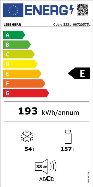 Etichetta energetica Liebherr CUele 2331-26 (211 l)