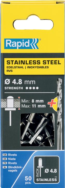 Rapid Edelstahl Blindniete Ø 4,8 x 14 mm