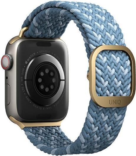 Produktbild Uniq pasek Aspen Apple Watch 40/38/41mm Series 1/2/3/4/5/6/7/8/SE/SE2 Braided DE modry/cerulean blue (Polyester, Stahl)