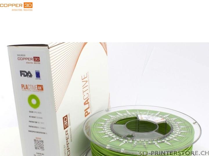 Image du produit Copper 3D COPPER3D Filament PLA PLACTIVE AN1 vert antibactérien 0.75kg 2.85mm (PLA, 2.85 mm, 750 g, Vert)