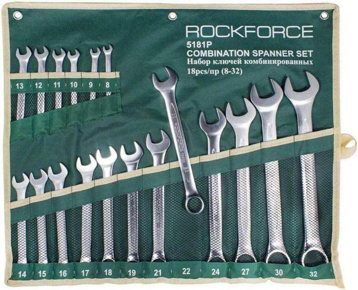 Rockforce KLUCZ PŁASKO-OCZKOWY kpl.18el. (8-32mm) (10  mm, 11 mm, 12 mm, 13 mm, 14 mm, 15 mm, 16 mm, 17 mm, 18 mm, 19 mm, 20 mm, 21 mm, 22 mm, 23 mm, 24 mm, 25 mm, 26 mm, 27 mm, 28 mm, 29 mm, 30 mm, 31 mm, 32 mm, 8 mm, 9 mm)