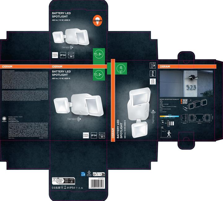 Produktbild Osram Battery LED Spotlight Double 10W 4000K IP54 White (480 lm, IP54)