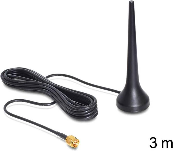 Produktbild Delock GSM UMTS Sixband Antenne SMA 2 dBi omnidirektional mit magnetischem Standfuss starr schwarz (GSM)