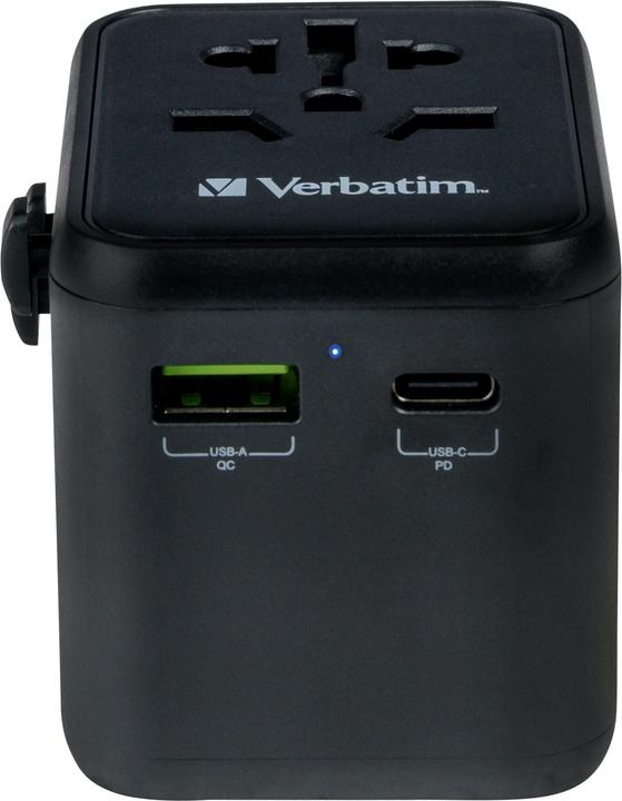 Actual product image Verbatim Universal Travel Adapter with 1 x USB-C PD 20W / 1 x USB-A QC 3.0