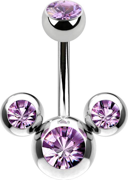 Immagine prodotto Star Piercing Banana d'argento Mickey Mouse con tanzanite di cristallo (senza ottone, Acciaio chirurgico 316L)