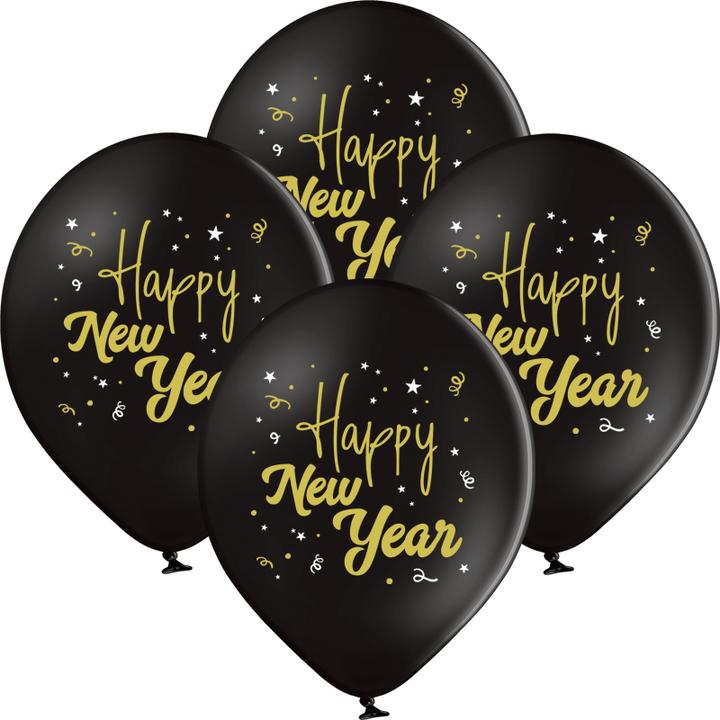 Actual product image bonacker ballonversand Happy New Year balloons black - premium quality made from natural rubber (25 x)