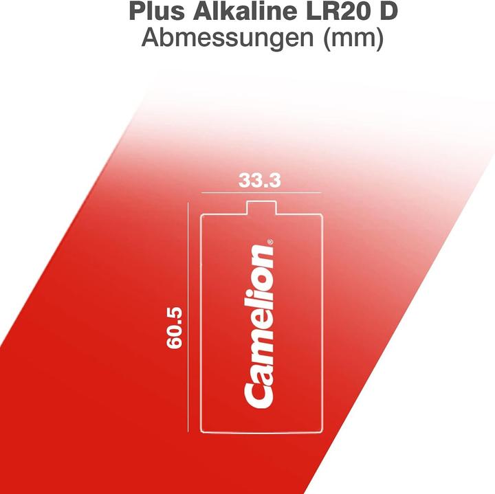 Produktbild Camelion LR20 Batterien Mono D Alkaline 2 Stück (2 Stk., D, 21000 mAh)