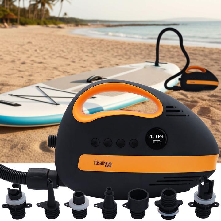 Produktbild Casativo Luftpumpe mit Akku für SUP-Boards, 350 l/Min, 20 PSI, USB, 12 V