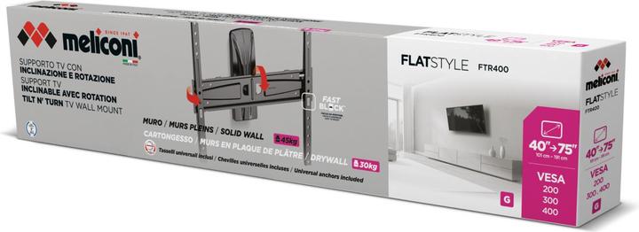 Immagine prodotto Meliconi 580478 Flatstyle FTR400 CG (Muro, 45 kg, 40" - 75")