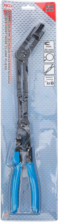 Produktbild BGS Doppelgelenk-Schlauchklemmenzange abgewinkelt 0 - 50 mm 430 mm (430 mm)