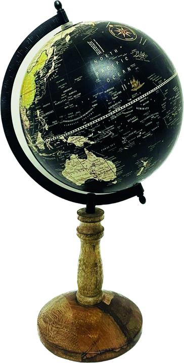 Decofinder Globe on base black nature H: 40 cm (20 cm)