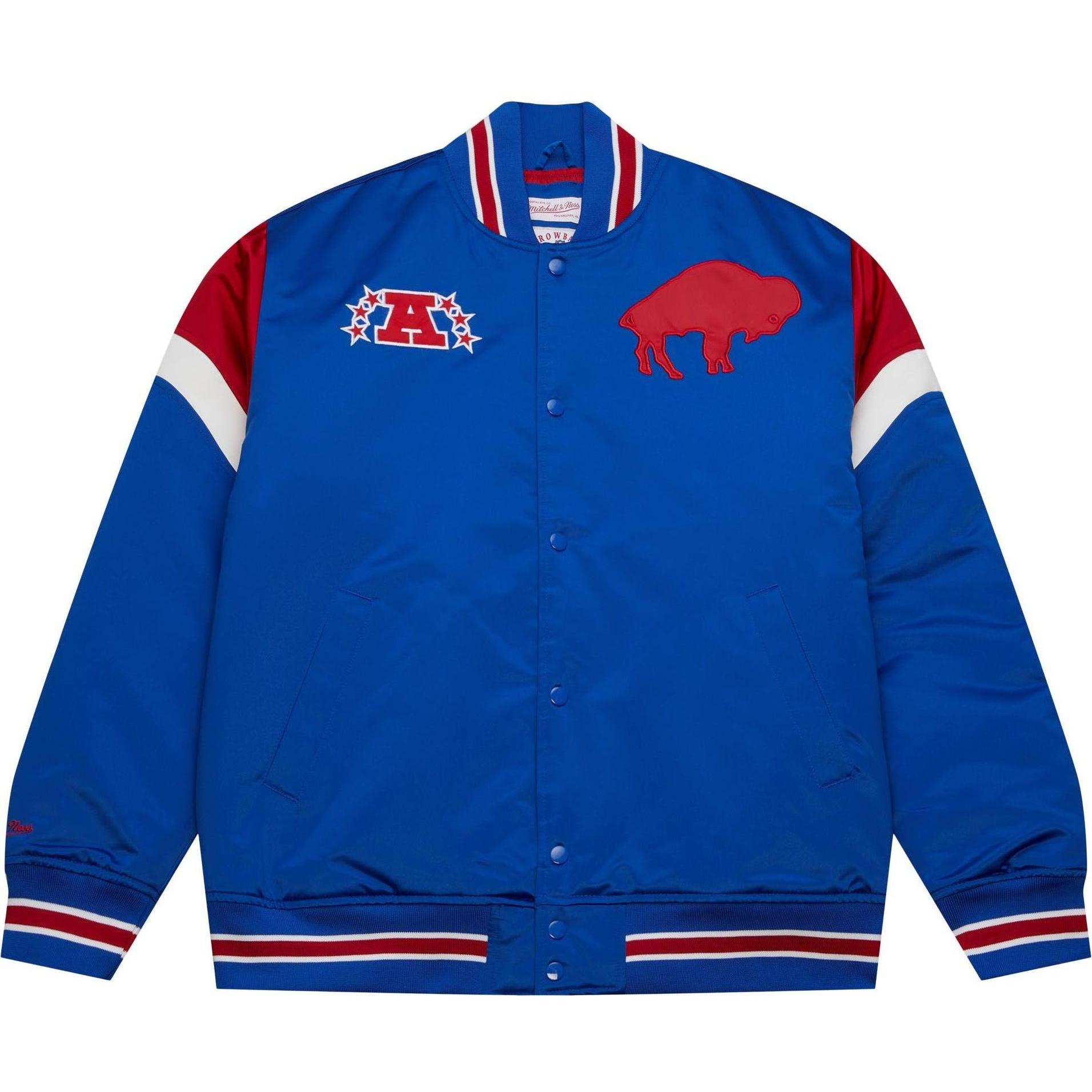 Mitchell & Ness, Herren, Jacke, M&N Heavyweight Satin Jacke NFL Buffalo Bills - XXL (XXL), Blau, XXL