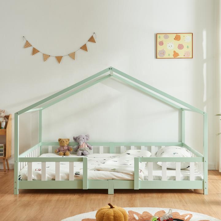 Image du produit En.Casa Lit d'enfant Treviolo 140x200 cm avec matelas mousse froide et grille vert menthe (140 x 200)