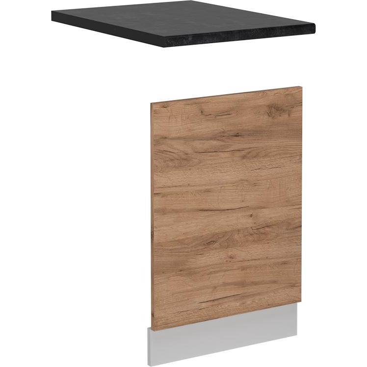 Vicco Frontblende R-Line, Goldkraft Eiche/Weiss, 45 cm AP Anthrazit, Geschirrspüler Zubehör, Braun