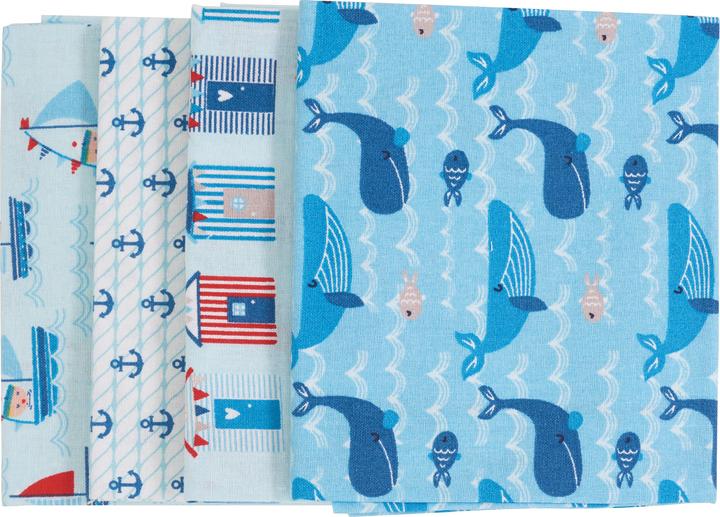 Immagine prodotto Stafil Confezione di tessuto Patchy "Maritime", set di 4, 4 disegni à 45 x 55 cm