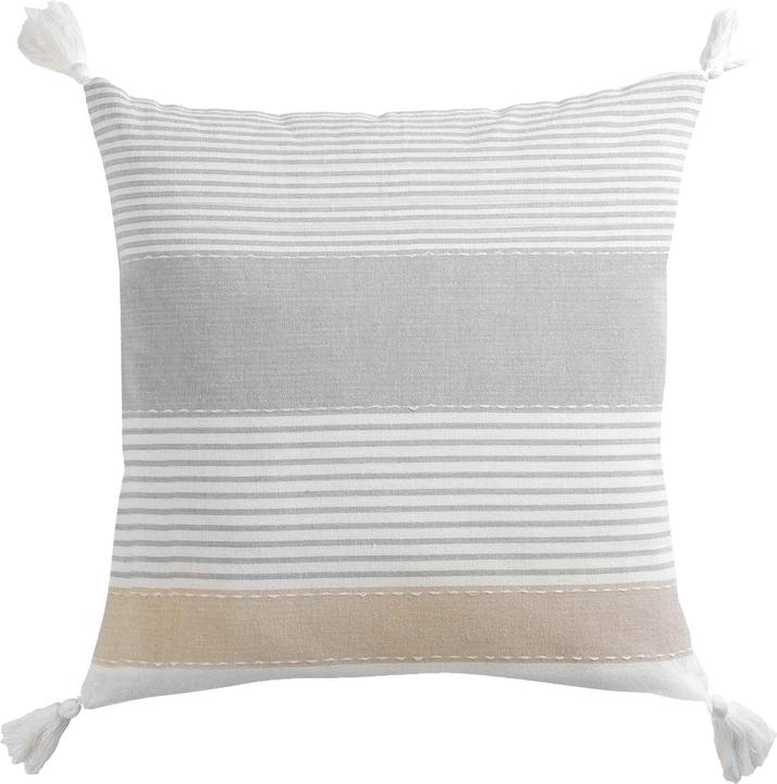 Image du produit Casativo Coussin décoratif à rayures et pompons (60 x 60 cm)