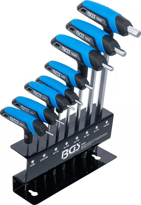 BGS Jeu de clés à poignée en T, six pans creux, 8 pièces, 2-10 mm