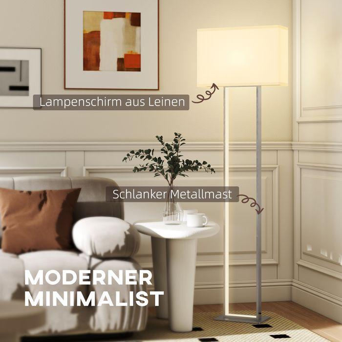 Immagine prodotto Swisshandel24 Moderne Stehlampe, 3 Modi, Fussschalter, verstellbare Helligkeit, Leinenoptik, Weiss