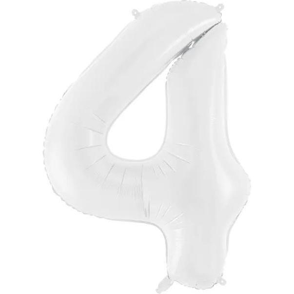 Partydeco Ballon alu Chiffre "4" Blanc