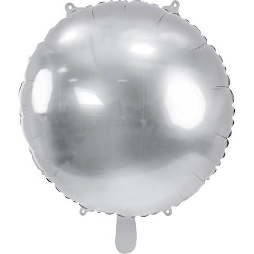 Partydeco Round foil balloon, 80 cm, silver (1 pkt / 1 pc.)