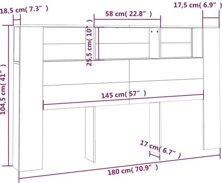 Actual product image vidaXL Kopfteil mit Ablagen (180 x 18 x 104.50 cm)
