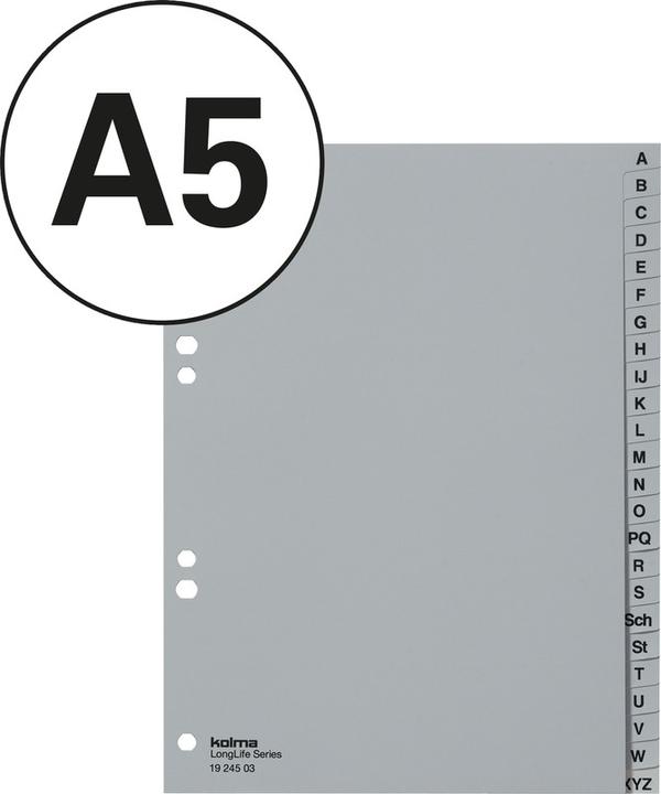 Actual product image Kolma Register A5 high superstrong A-Z 24 pieces grey
