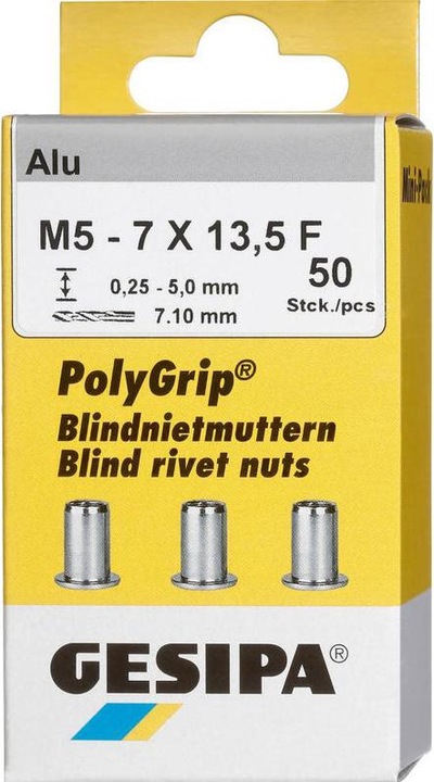Actual product image Gesipa Blind rivet nut PolyGrip® Rivet shank dxl 7x13,5mm M5 Alu 50 pcs.