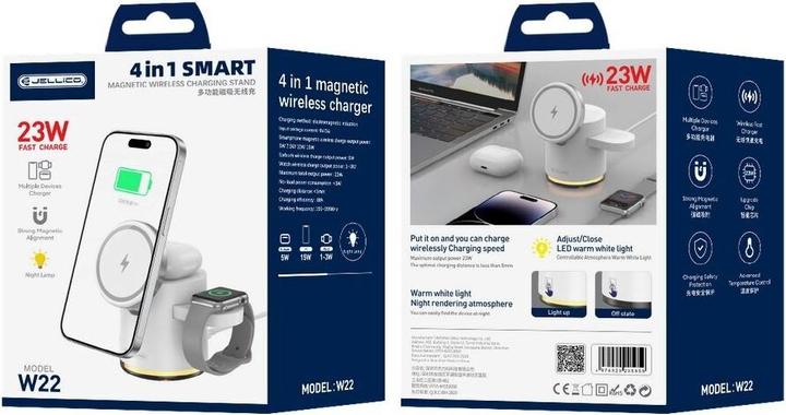 Immagine prodotto Jellico W22 4in1 Caricatore wireless Magsafe 15W iPhone + 3W Apple Watch + Airpods + Lampada
