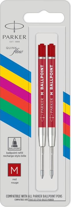 Actual product image Parker Pen Ballpoint refill QUINKflow Basic 2er M (Red, 0.70 mm, 2 pcs.)