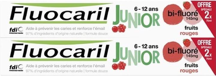 Fluocaril Junior 6-12 Jahre Red Fruits Gel Zahnpasta 75ml - 2er Pack
