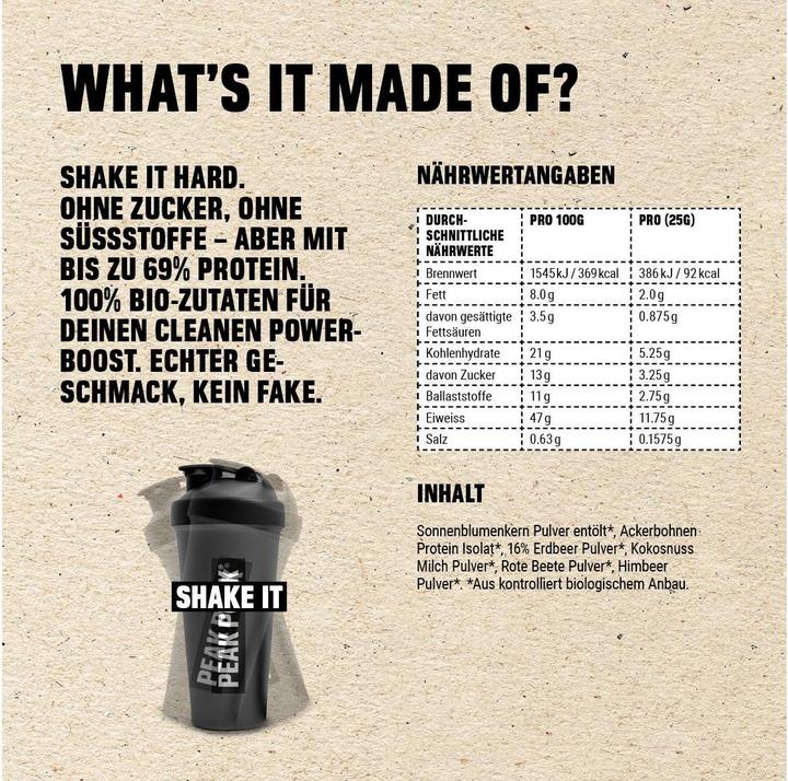 Produktbild Peak Punk Bio High Protein Shake (Strawberry, 1 Stk., 250 g)