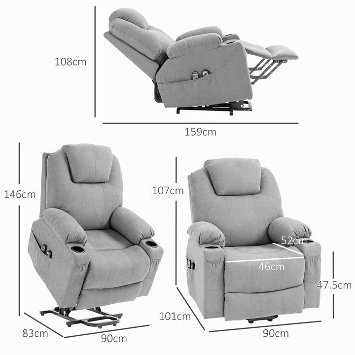Image du produit Homcom Elektrischer Aufstehsessel Polyester, Metall Hellgrau