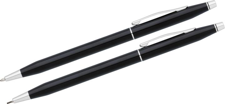Actual product image Cross Biros + mechanical pencil Classic Century black lacquer chrome plated in a set (Black, Chrome plated, 1x)