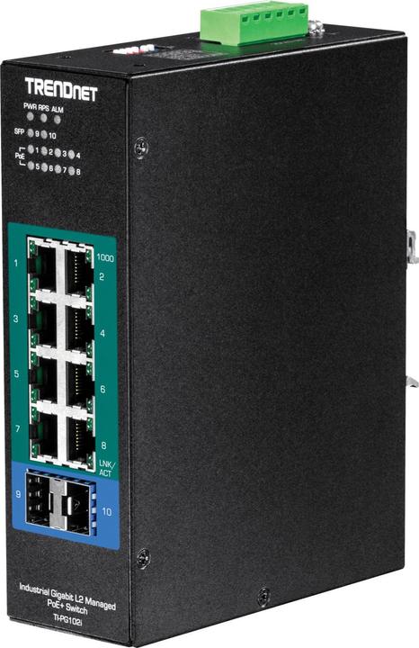 Trendnet TI-PG102i 10-Port DIN-Rail Switch Industrial Gigabit Managed PoE+ (10 porte)