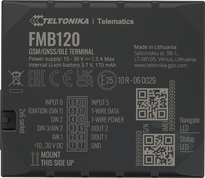 Actual product image Teltonika FMB120 GNSS/GSM/Bluetooth Tracker with Internal GNSS/GSM Antenna & Battery Fleet Management