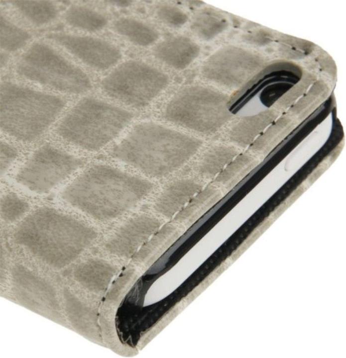 Produktbild König Design Handyhülle Croco (Flip Quer) für Handy Apple iPhone 5C grau (Apple iPhone 5c)
