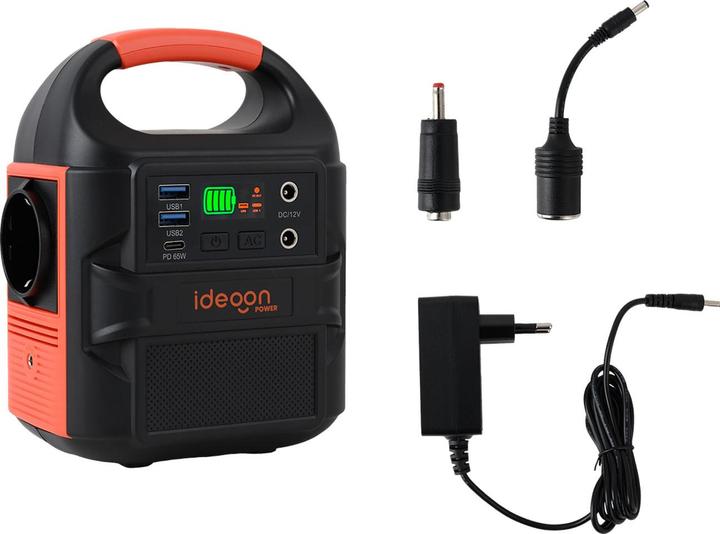 Actual product image Ideoon Mobiles Powerstation Set 88,8Wh mit 20W Solarmodul, 230V Steckdose, 100W, USB-C PD 65W