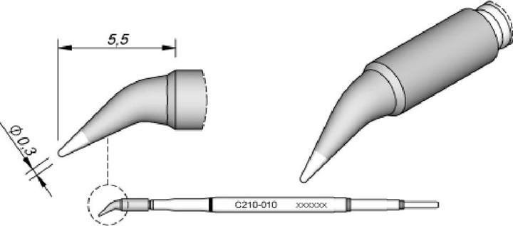 Produktbild JBC Lötspitze Serie C210, Rundform, C210010/Ø 0,3 mm, gebogen