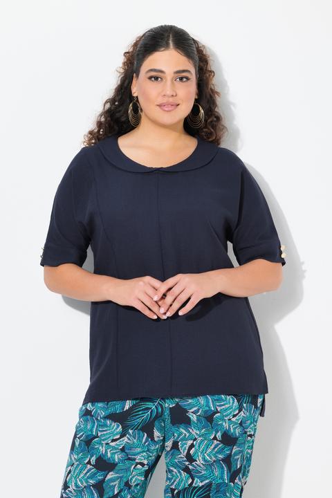 Produktbild Ulla Popken Bluse, Leinenoptik, Oversized, Tellerkragen, Halbarm (46, 48)